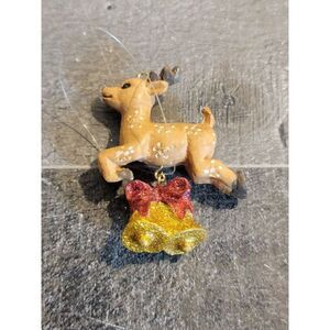 Reindeer AS IS glitter Bells ornament Xmas‎ mini decor